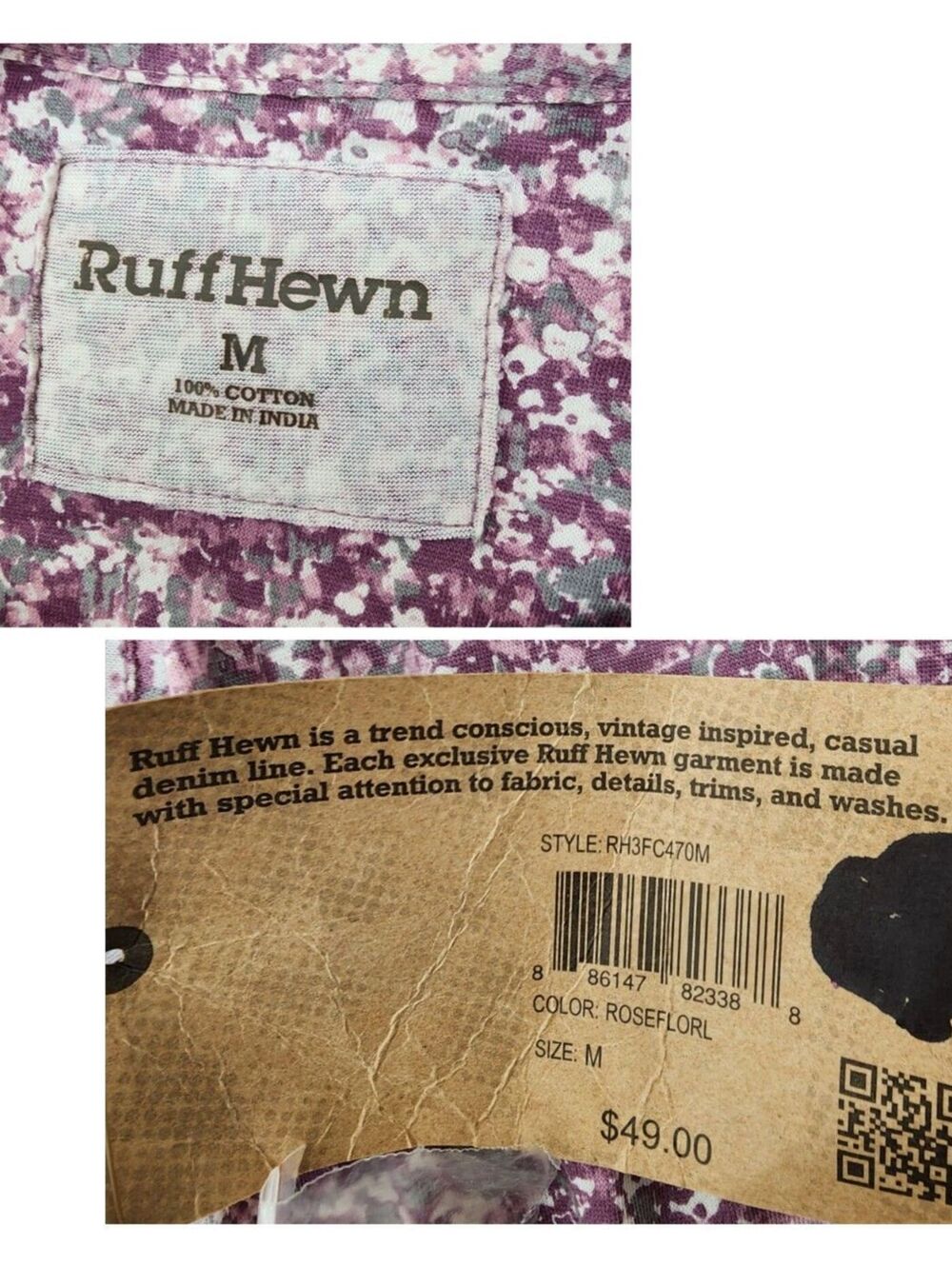 Ruff Hewn Rose Floral Western Button Up Shirt NWT M - Picture 7 of 7